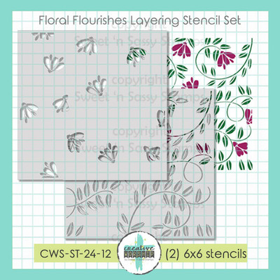 Floral Flourishes Layering Stencil Set