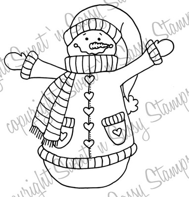 Country Snowman Digital Stamp