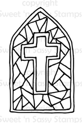 Stained Glass Cross Digital Stamp