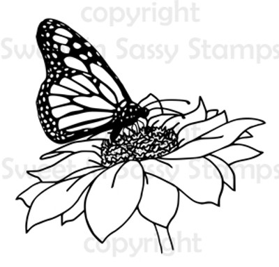 Butterfly & Flower Digital Stamp