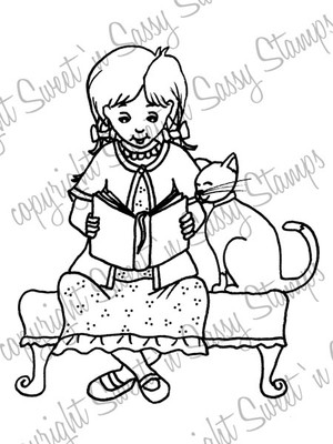 Lizzy Reading to Sassy Digi Stamp