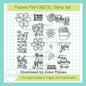 Favorite Mom DIGITAL Stamp Set - Sweet 'n Sassy Stamps, LLC