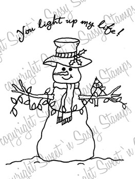 You Light Up My Life Snowman Digital Stamp - Sweet 'n Sassy Stamps, LLC