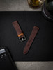Warm brown handcrafted leather watch strap Bas and Lokes
