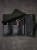 Black Pebbled Handcrafted Leather Watch Roll