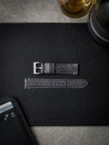 Handcrafted grey ostrich leather watch strap Bas and Lokes
