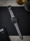 Handcrafted light grey ostrich leather watch strap