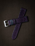 Handcrafted purple ostrich leather watch strap