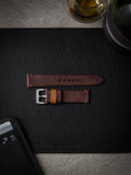 Warm brown handcrafted leather watch strap Bas and Lokes