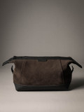 Brown Suede and Black Leather Toiletry Bag Bas and Lokes