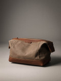 Tan and Brown Canvas and Leather Toiletry Bag Bas and Lokes