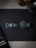 Blue green leather NATO strap - Bas and Lokes - Correas de cuero para reloj.