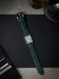 Bas and Lokes green handcrafted suede watch strap