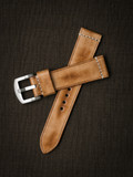 Handcrafted natural leather watch strap