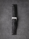 Bas and Lokes black handcrafted leather ostrich leg strap