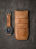 Bas and Lokes Vintage Natural Handcrafted Leather Watch Pouch
