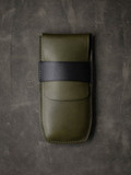 Bas and Lokes Olive Green and Black Handcrafted Leather Watch Pouch