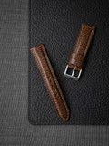 Textured Whiskey Padded Leather Watch Strap