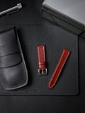 "Hughes" red leather watch strap