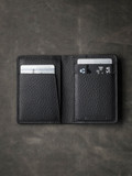 Black handcrafted leather bifold wallet