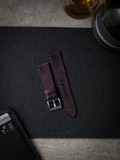 Purple leather watch strap