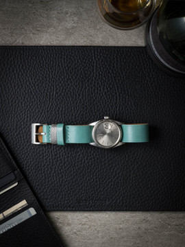 Aquamarine Tiffany Green Leather NATO Strap - Bas and Lokes