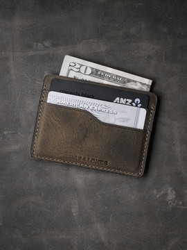 "Ford" Brown handcrafted leather slim wallet