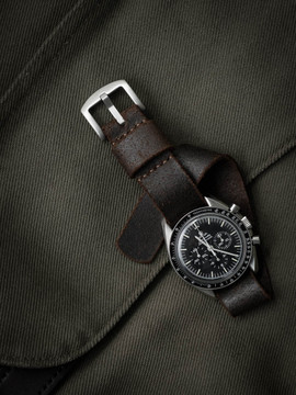 Omega Speedmaster Brown oil suede nato strap - Bas and Lokes