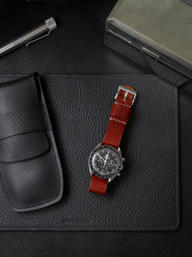 "Monaco" Red Leather Watch Strap