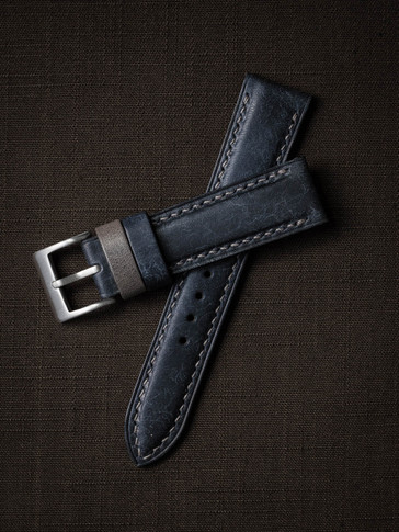 Blue leather watch strap bas and Lokes