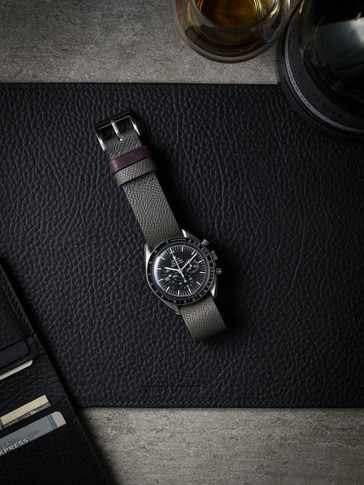 Grey and Purple Leather NATO Watch Strap - Bas and Lokes