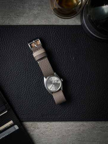 Grey/Tan Leather NATO Watch Strap - Bas and Lokes