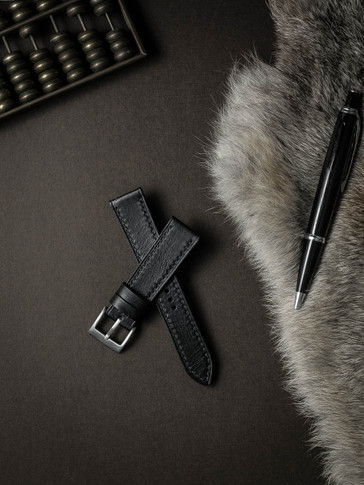 Black Leather Watch Strap - Bas and Lokes