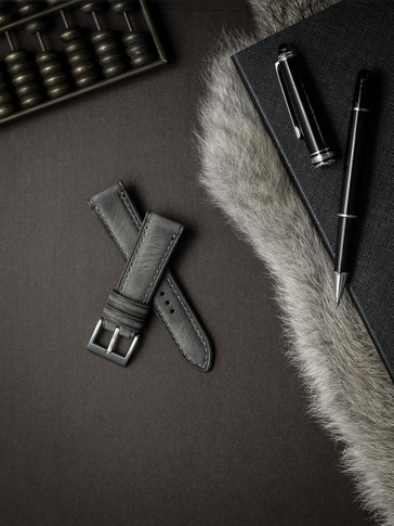 Grey Leather Watch Strap - Bas and Lokes