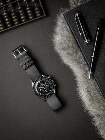 Omega Speedmaster Grey Leather Watch Strap - Bas and Lokes