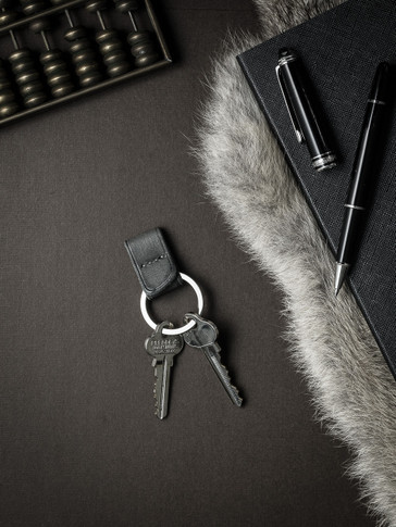 Grey Leather Key Fob - Bas and Lokes