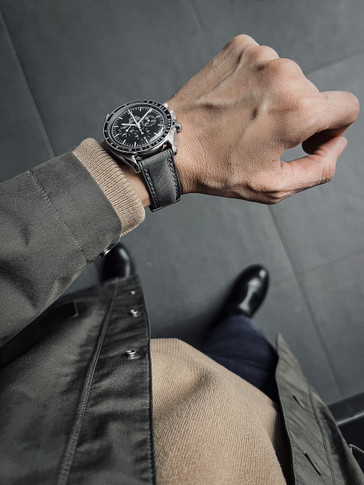 Omega Speedmaster Grey Leather Watch Strap - Bas and Lokes