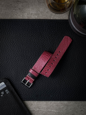 Pink Ostrich One-Piece Single Pass Watch Strap - Bas and Lokes