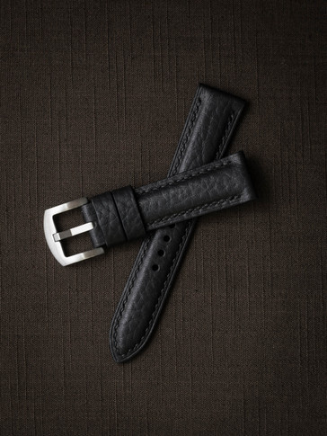 "Kingsman" Pebbled Black Padded Leather Watch Strap
