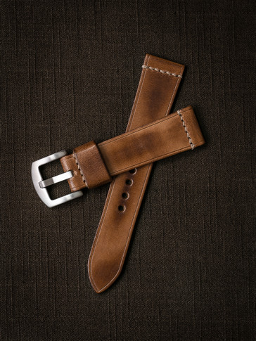 Bourbon tan handcrafted leather watch strap - Bas and Lokes