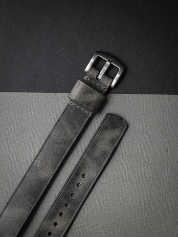 "Berliner" Vintage Ghost Grey Leather NATO Watch Strap