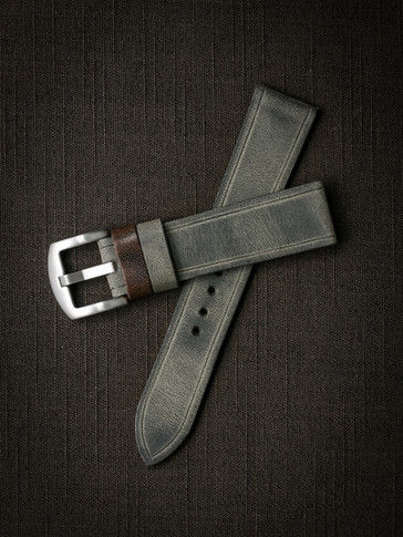 Grey Green Leather Watch Strap - Bas and Lokes