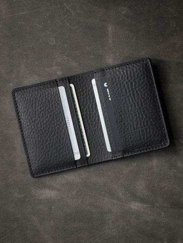 black slim leather bifold wallet