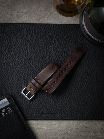 Vintage brown leather NATO watch strap