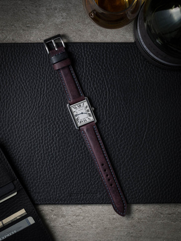 Purple leather watch strap - bas and lokes