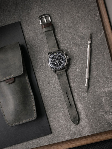 grey leather watch strap