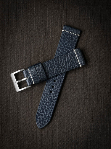 Handcrafted Blue Leather Watch Strap