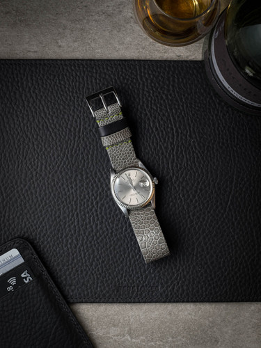 Grey Beige Ostrich Leather NATO Watch Strap