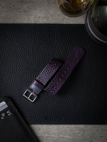 Royal purple ostrich leather NATO watch strap