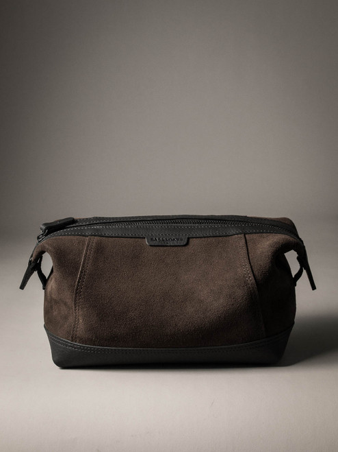 Brown Suede Toiletry Bag -  Bas and Lokes Brown Suede Toiletry Bag -  Bas and Lokes